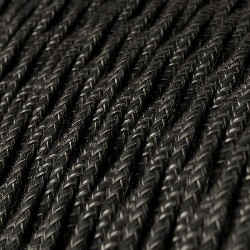 Cable Eléctrico Trenzado Recubierto en Lino Natural Antracita TN03