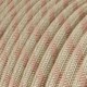 Cable Eléctrico Redondo Recubierto en Algodón Stripes color Rosa Viejo y Lino Natural RD51