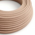 Cable Eléctrico Redondo Recubierto en Algodón Zigzag color Rosa Viejo y Lino Natural RD71