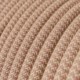 Cable Eléctrico Redondo Recubierto en Algodón Zigzag color Rosa Viejo y Lino Natural RD71