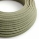 Cable Eléctrico Redondo Recubierto en Algodón Zigzag color Verde Tomillo y Lino Natural RD72