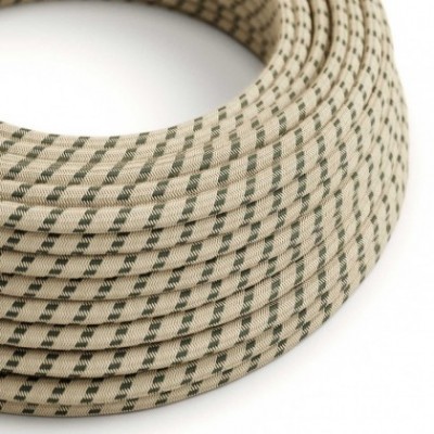Cable Eléctrico Redondo Recubierto en Algodón Stripes color Antracita y Lino Natural RD54