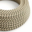 Cable Eléctrico Redondo Recubierto en Algodón Stripes color Antracita y Lino Natural RD54