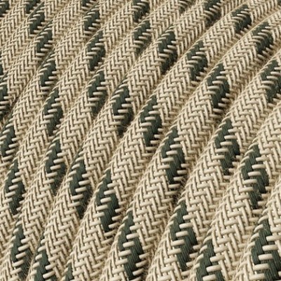 Cable Eléctrico Redondo Recubierto en Algodón Stripes color Antracita y Lino Natural RD54