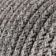 Cable Eléctrico Redondo Recubierto en Algodón Onyx Tweed color Negro, Lino Natural y Acabado Glitter RS81