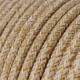 Cable Eléctrico Redondo Recubierto en Algodón Tweed Herrumbre color Marrón, Lino Natural y Acabado Glitter RS82