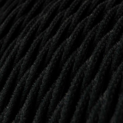 Cable Eléctrico Trenzado Recubierto en Algodón Color Sólido, Negro TC04