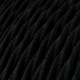 Cable Eléctrico Trenzado Recubierto en Algodón Color Sólido, Negro TC04