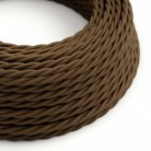 Cable Eléctrico Trenzado Recubierto en Algodón Color Sólido, Marrón TC13