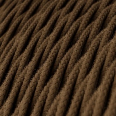 Cable Eléctrico Trenzado Recubierto en Algodón Color Sólido, Marrón TC13