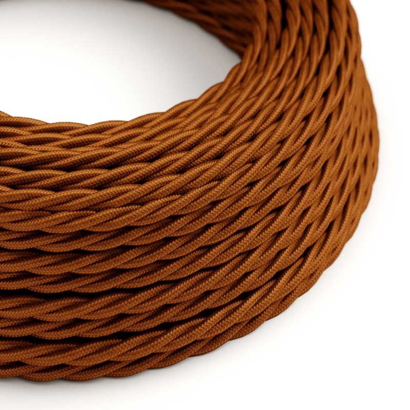 Cable Eléctrico Trenzado Recubierto en tejido efecto Seda - Color Sólido Whisky TM22