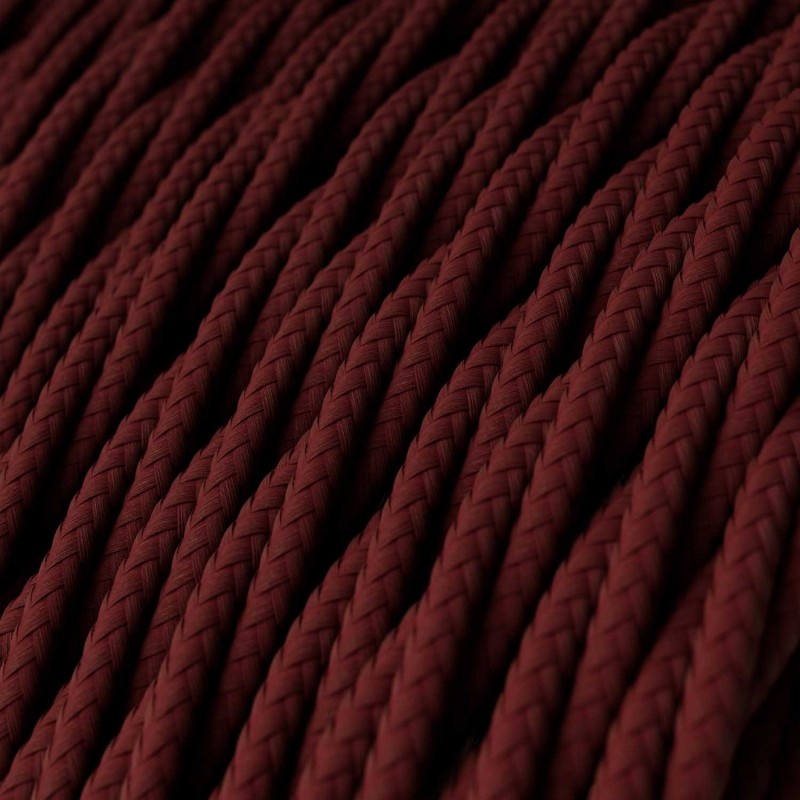 Cable Eléctrico Trenzado Recubierto en tejido Efecto Seda Color Sólido Bordeos TM19