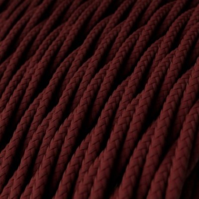 Cable Eléctrico Trenzado Recubierto en tejido Efecto Seda Color Sólido Bordeos TM19