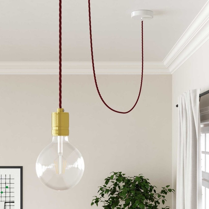Cable Eléctrico Trenzado Recubierto en tejido Efecto Seda Color Sólido Bordeos TM19