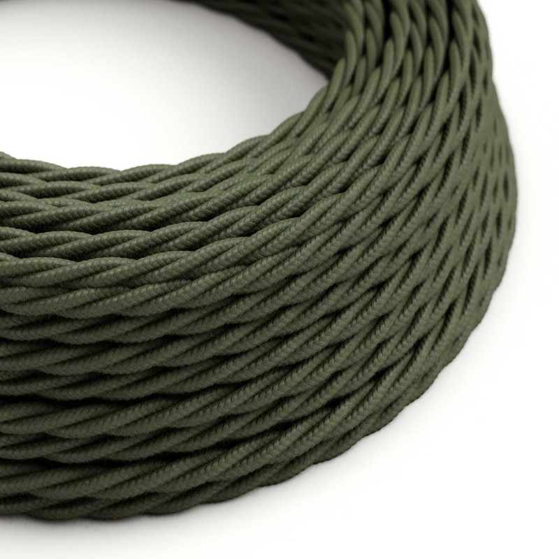 Cable Eléctrico Trenzado Recubierto en Algodón Color Sólido Verde Gris TC63