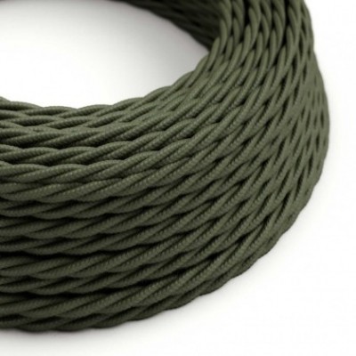 Cable Eléctrico Trenzado Recubierto en Algodón Color Sólido Verde Gris TC63