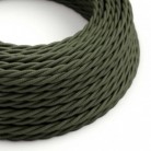 Cable Eléctrico Trenzado Recubierto en Algodón Color Sólido Verde Gris TC63