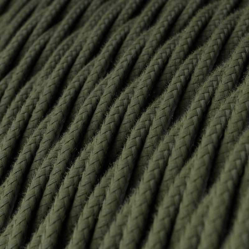 Cable Eléctrico Trenzado Recubierto en Algodón Color Sólido Verde Gris TC63