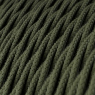 Cable Eléctrico Trenzado Recubierto en Algodón Color Sólido Verde Gris TC63