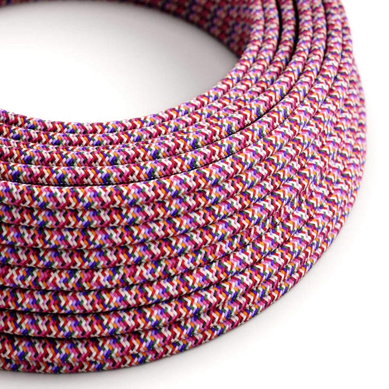 Cable eléctrico Redondo recubierto en tejido efecto seda RX00 Pixel Fuchsia