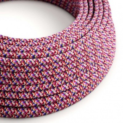 Cable eléctrico Redondo recubierto en tejido efecto seda RX00 Pixel Fuchsia