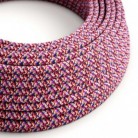 Cable eléctrico Redondo recubierto en tejido efecto seda RX00 Pixel Fuchsia