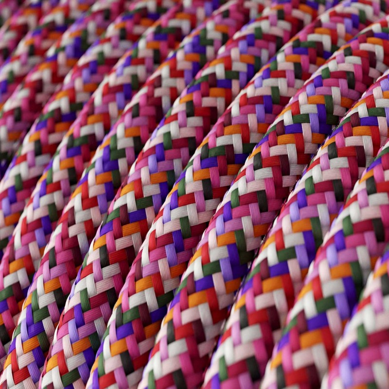 Cable eléctrico Redondo recubierto en tejido efecto seda RX00 Pixel Fuchsia