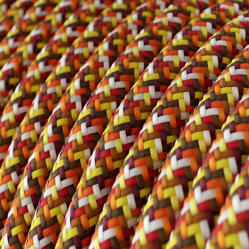 Cable eléctrico Redondo recubierto en tejido efecto seda RX01 Pixel Naranja