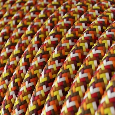 Cable eléctrico Redondo recubierto en tejido efecto seda RX01 Pixel Naranja