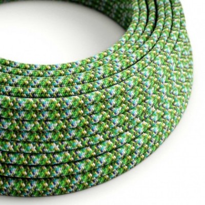 Cable eléctrico Redondo recubierto en tejido efecto seda RX05 Pixel Verde