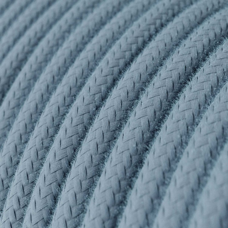 Cable Eléctrico Redondo Recubierto en Algodón Color Sólido Oceano RC53
