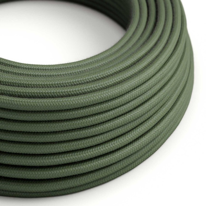 Cable Eléctrico Redondo Recubierto en Algodón Color Sólido Verde Gris RC63