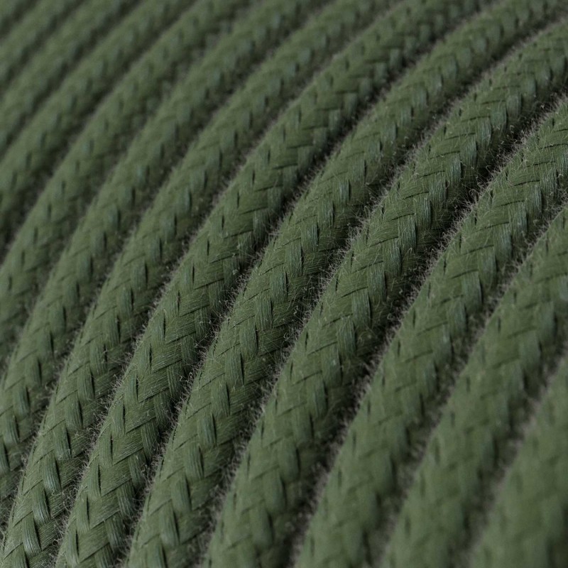Cable Eléctrico Redondo Recubierto en Algodón Color Sólido Verde Gris RC63