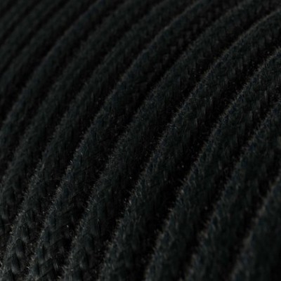 Cable Eléctrico Redondo Recubierto en Algodón Color Sólido Negro RC04