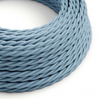 Cable Eléctrico Trenzado Recubierto en Algodón Color Sólido Oceano TC53