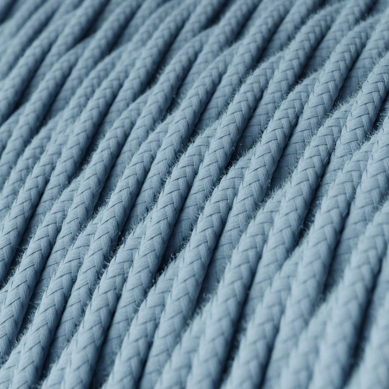 Cable Eléctrico Trenzado Recubierto en Algodón Color Sólido Oceano TC53