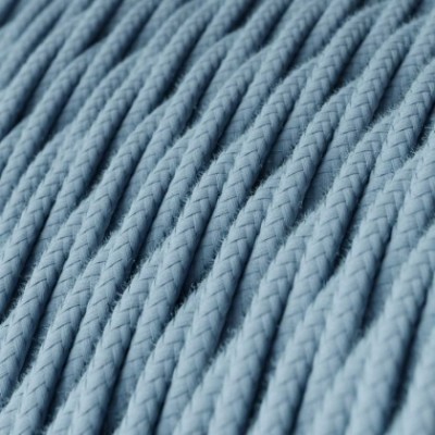 Cable Eléctrico Trenzado Recubierto en Algodón Color Sólido Oceano TC53