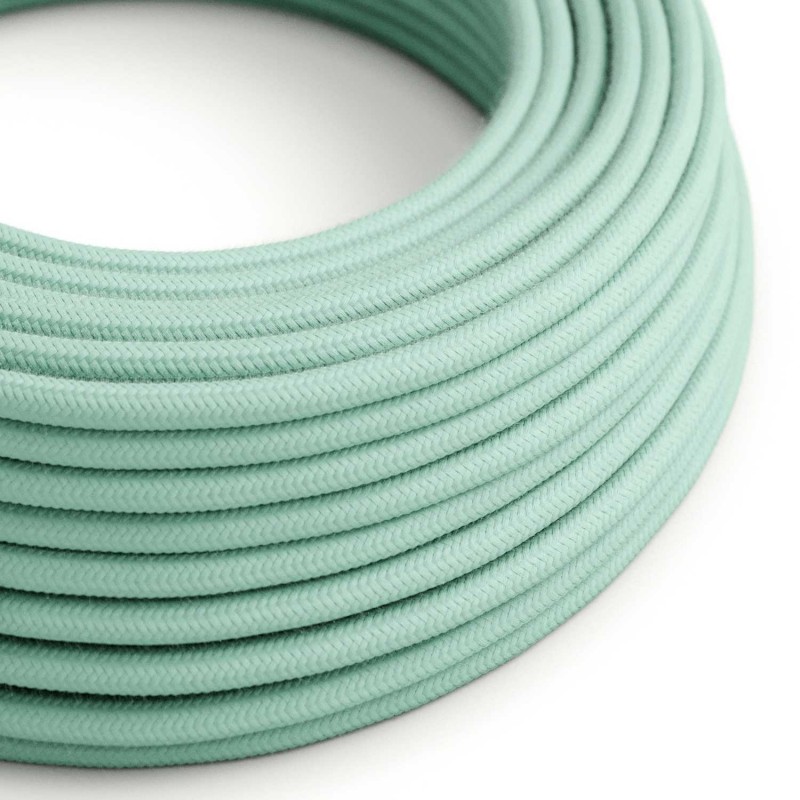Cable Eléctrico Redondo Recubierto en Algodón Color Sólido Leche y Menta RC34