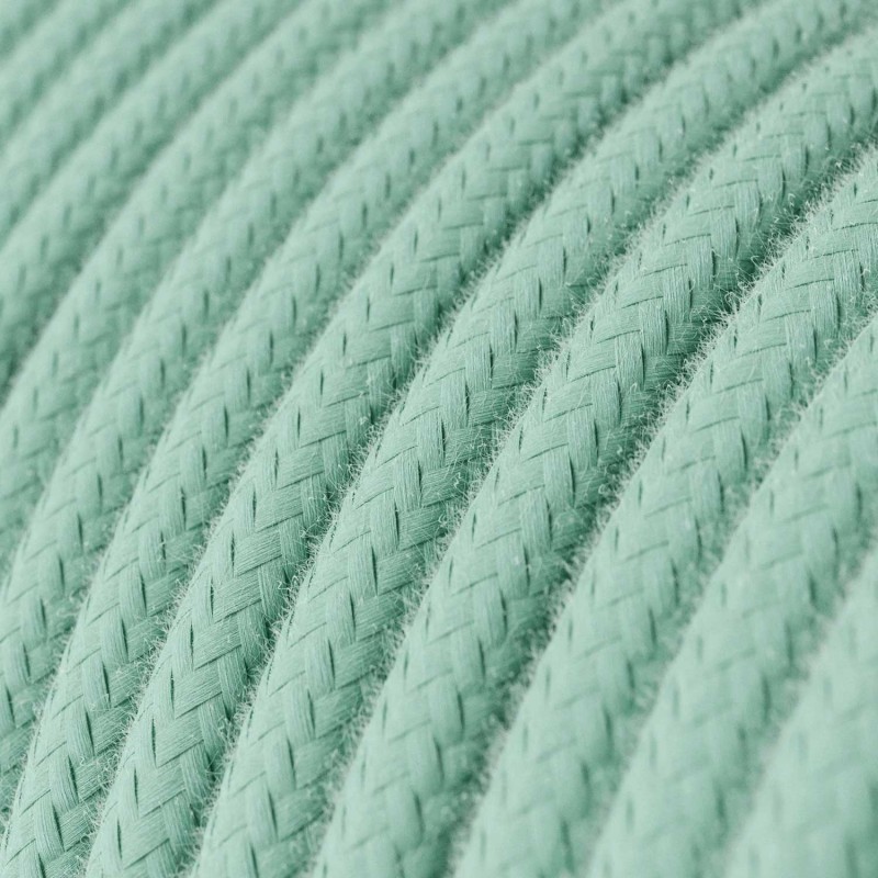 Cable Eléctrico Redondo Recubierto en Algodón Color Sólido Leche y Menta RC34