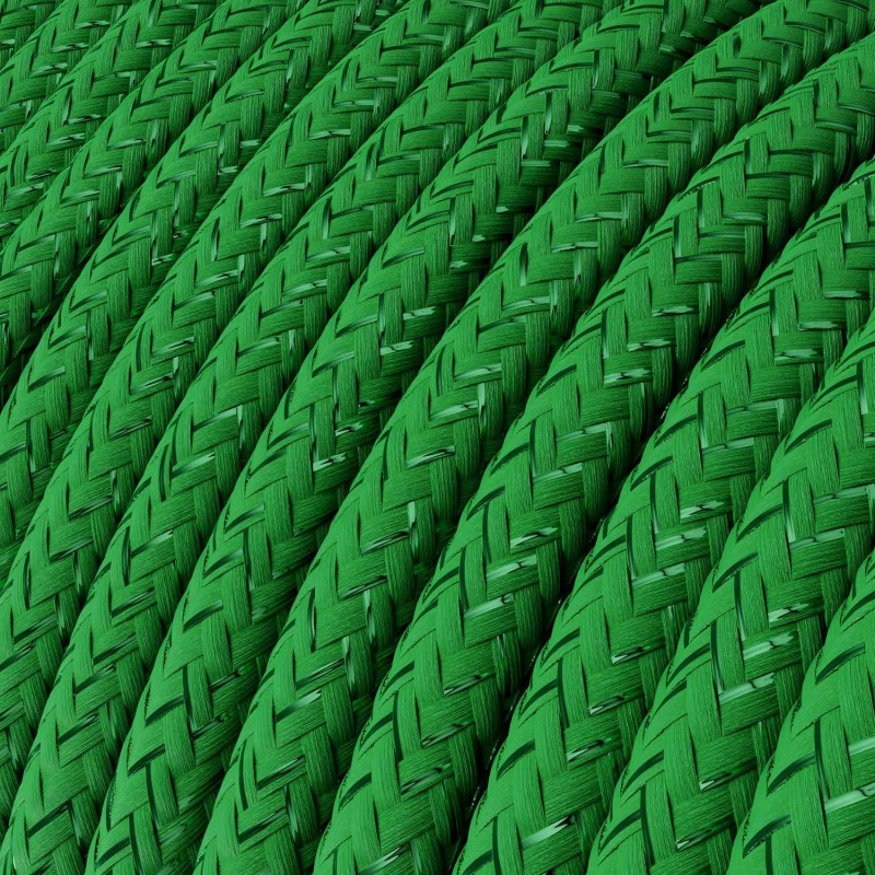 Cable Eléctrico Redondo Recubierto en tejido Efecto Seda Color Sólido, Verde Glitter RL06