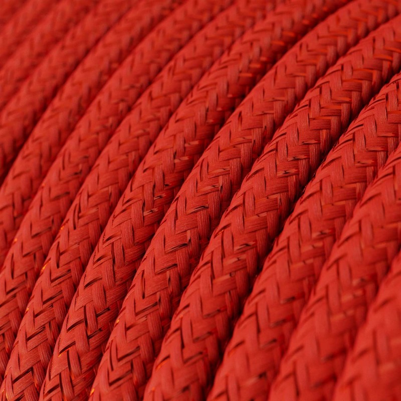 Cable Eléctrico Redondo Recubierto en tejido Efecto Seda Color Sólido, Rojo Glitter RL09