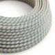 Cable Eléctrico Redondo Recubierto en Algodón Stripes Azul Steward y lino Naturel RD55