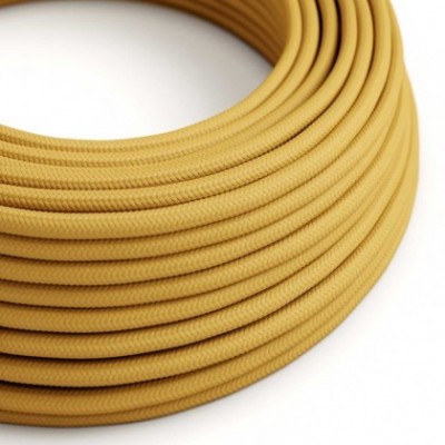 Cable Eléctrico Redondo Recubierto en tejido Efecto Seda Color Sólido, Mostaza RM25