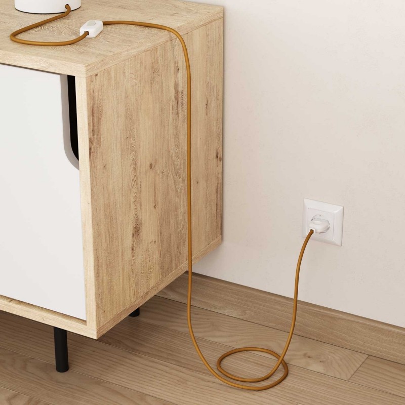 Cable Eléctrico Redondo Recubierto en tejido Efecto Seda Color Sólido, Mostaza RM25