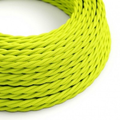 Cable Eléctrico Trenzado Recubierto en tejido Efecto Seda Color Sólido, Amarillo Fluo TF10