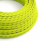 Cable Eléctrico Trenzado Recubierto en tejido Efecto Seda Color Sólido, Amarillo Fluo TF10