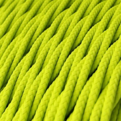 Cable Eléctrico Trenzado Recubierto en tejido Efecto Seda Color Sólido, Amarillo Fluo TF10