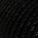 Cable Eléctrico Redondo Recubierto en tejido Efecto Seda Color Sólido, Negro Glitter RL04