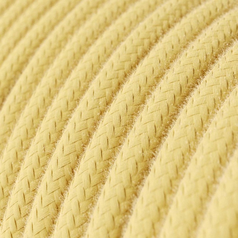 Cable Eléctrico Redondo Recubierto en Algodón Amarillo Pastel RC10