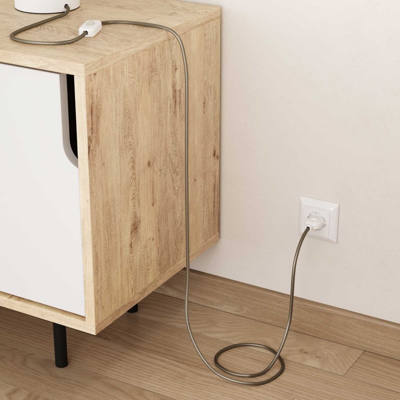 Cable Eléctrico Redondo recubierto en tejido efecto Seda Color Sólido Cipria RM27